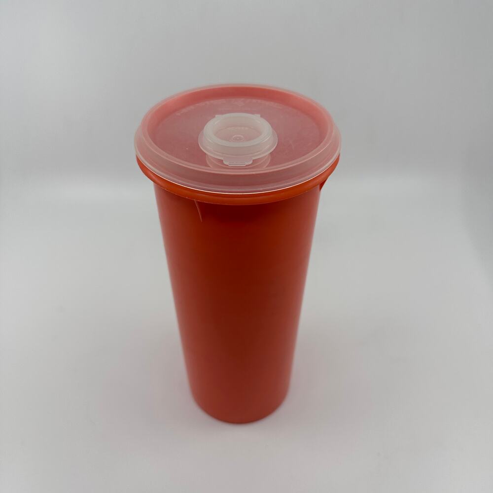 Vintage Tupperware Juice Container w/Lid Flip Up Orange/White Tumbler Pitcher